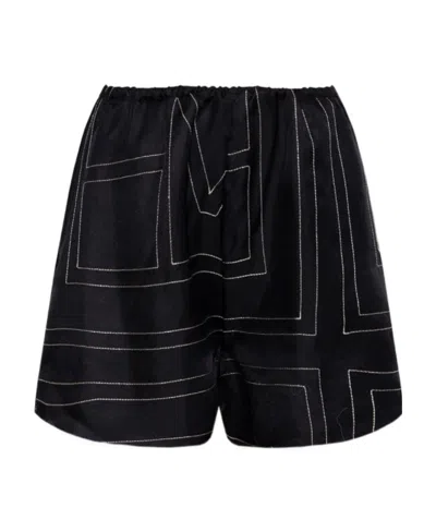 Totême Geometric-print Shorts In Black