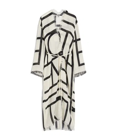 Totême Geometric-print Wrap Dress In White