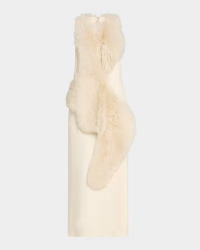 Totême Goat Shearling Halter Midi Dress In Natural