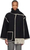 Totême Gray Embroidered Scarf Jacket In Dark Grey Melange 08
