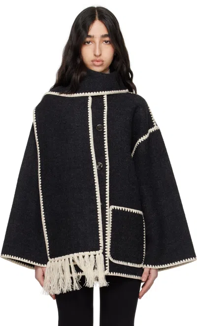TOTÊME GRAY EMBROIDERED SCARF JACKET