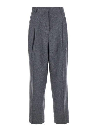 TOTÊME GREY DOUBLEPLEATED TAILORED TROUSERS