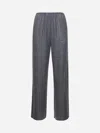 Totême Toteme Monogram Embroidered Flannel Wide Leg Pants