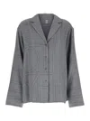 Totême Grey Shirt With Classic Lapels And All-over Monogram Print In Modal Woman In Grey
