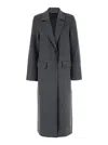 Totême Toteme One-button Double Face Wool Long Coat In Grey