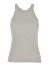 TOTÊME GREY TANK TOP WITH U NECKLINE IN RIBBED COTTON