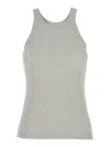 TOTÊME GREY TANK TOP WITH U NECKLINE IN RIBBED COTTON WOMAN