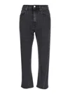 Totême High-waisted Black Denim Pants With Straight Leg Cut In Animal Print