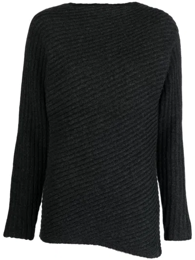 Totême Boat-neck Wool Jumper In Grey