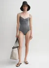 Totême Half-cup Swimsuit Grey Melange In Grey Melange