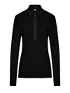 Totême Black Half-placket Knit Shirt In Black