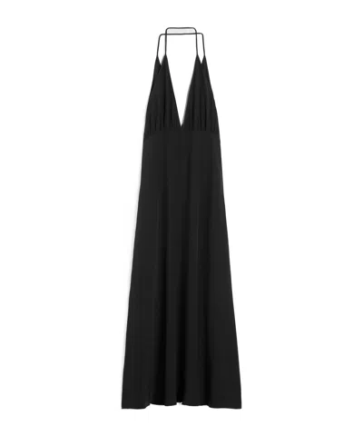 Totême Halterneck Flared Maxi Dress In Black