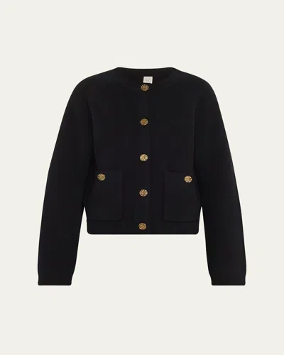 TOTÊME HAMMERED BUTTON WOOL CASHMERE CARDIGAN