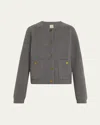 Totême Hammered Button Wool Cashmere Cardigan In Brown