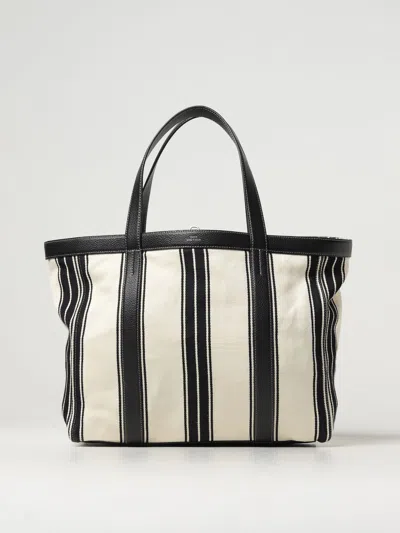 Totême Striped Jacquard Canvas Tote Bag In White