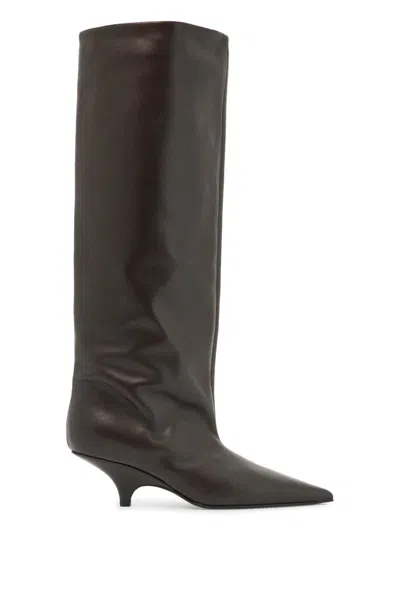 Totême Dark Brown Leather The Wedge-heel Boots