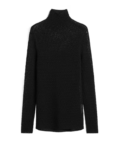 Totême High-neck Crochet-knit Jumper In Black