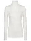 Totême Off-white Draped Scarf Fine Knit Sweater In Neutro