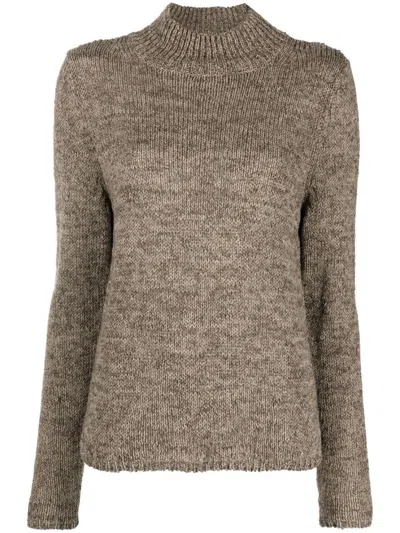 Totême High-neck Knitted Jumper In Brown