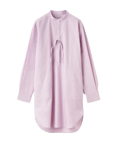 Totême High-neck Poplin Tunic Dress In Purple
