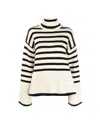 Totême Signature Stripe Wool-cotton Turtleneck Sweater In White