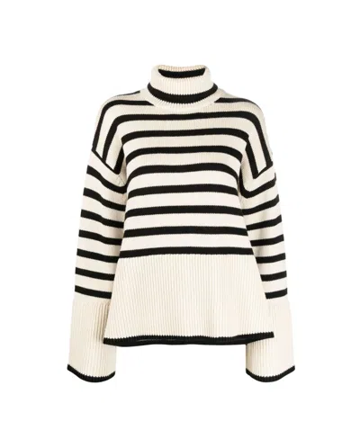 TOTÊME HIGH-NECKED STRIPED WOOL PULLOVER