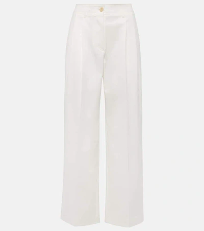 Totême Low-rise Cotton Twill Straight Trousers In White