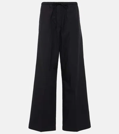 Totême High-rise Cotton Wide-leg Pants In Black