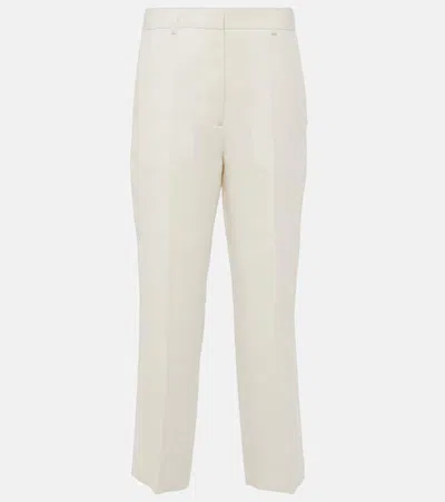 Totême High-rise Cropped Straight Pants In White