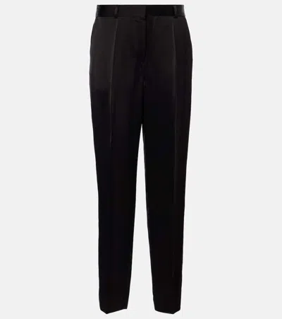 Totême High-rise Satin Straight Pants In Black