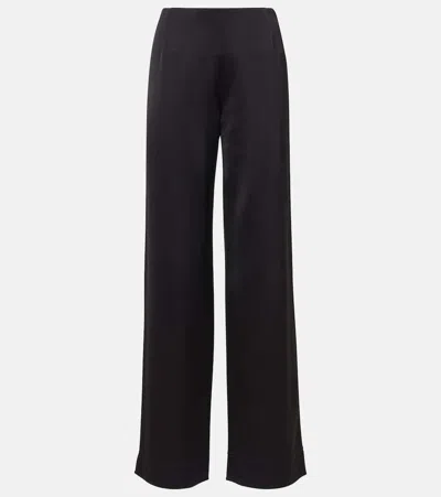 Totême High-rise Satin Wide-leg Pants In Black