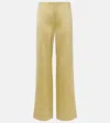 Totême High-rise Satin Wide-leg Pants In Green