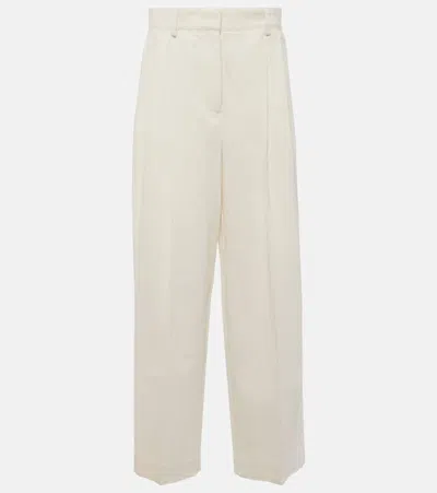 Totême High-rise Silk And Cotton Wide-leg Pants In White