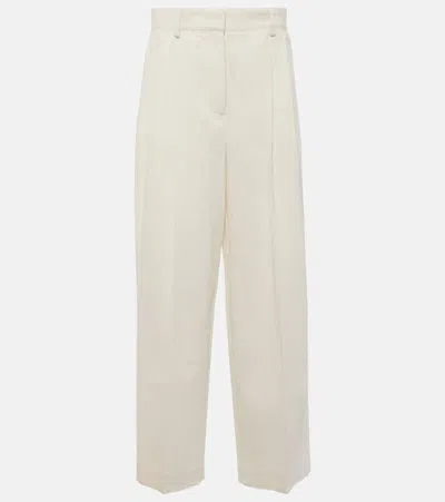 Totême High-rise Silk And Cotton Wide-leg Trousers In White