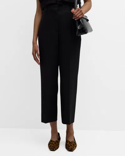 Totême High-rise Straight-leg Crop Trousers In Black