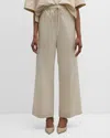 TOTÊME HIGH-RISE WIDE-LEG COTTON DRAWSTRING TROUSERS