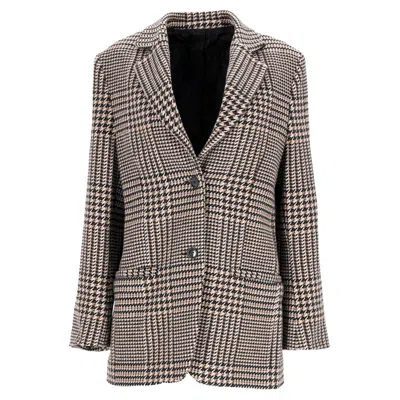 Totême Houndstooth Single-breasted Blazer In Brown Wool