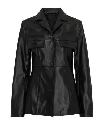 Totême Hourglas Button Leather Jacket In Black