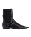 Totême Imitation Alligator Ankle Boots In Black