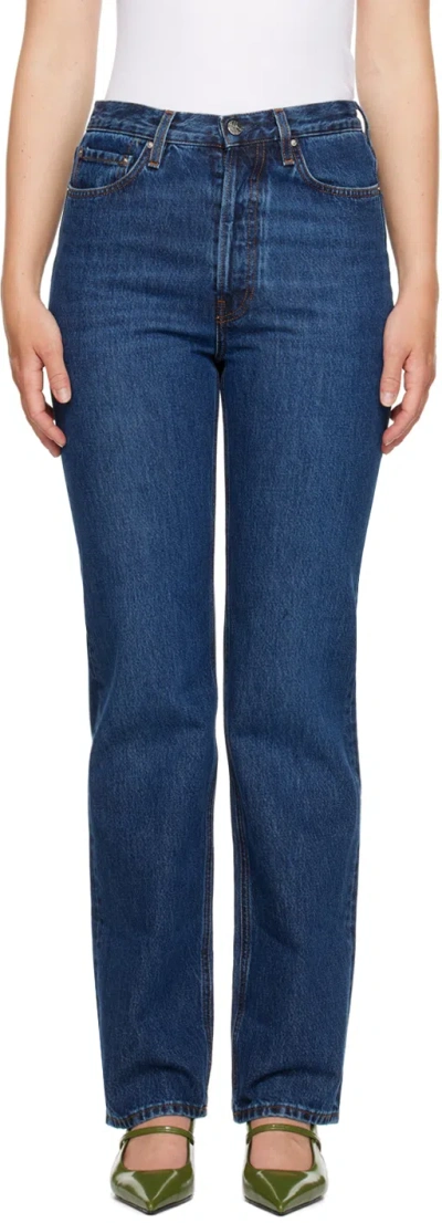 Totême Indigo Classic Cut Jeans In 404 Dark Blue