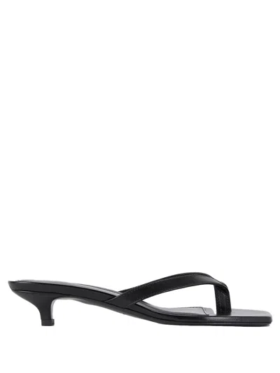Totême Toteme Leather Heeled Flip Flops In Multi