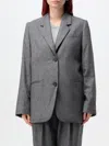 Totême Grey Single-breasted Jacket With Notched Revers In Wool Blend Woman In Grau