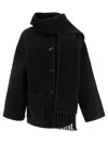 Totême Womens Black Embroidered Scarf Brushed Wool-blend Jacket