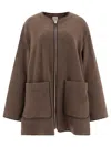 Totême Women's Oak Melange Wool Felt Jacket With Zip Loose Fit