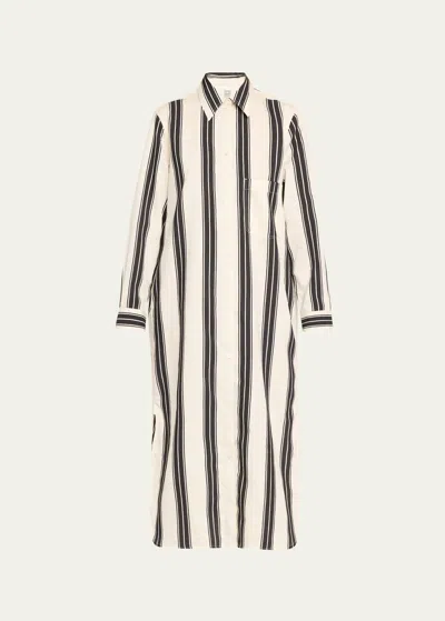 Totême Jacquard Striped Tunic Shirtdress In Black/white 046
