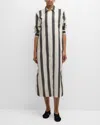Totême Jacquard-striped Midi Tunic Dress In Black/white 046
