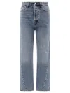 Totême Light Blue Straight Five-pockets Jeans With Logo Patch In Cotton Denim Woman