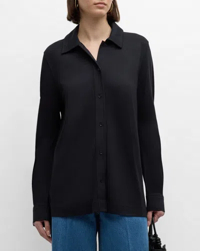 Totême Jersey Button-front Shirt In Black
