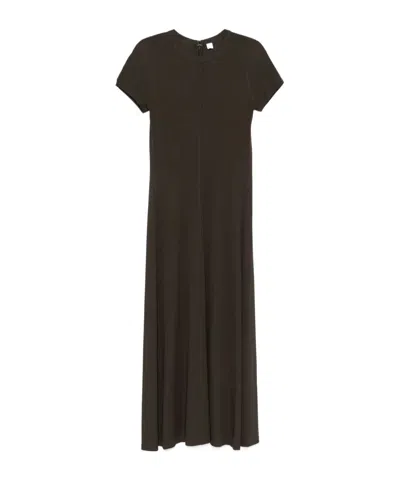 Totême Black Fluid Jersey Long Dress In Brown