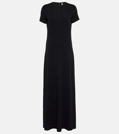 Totême Short-sleeve Gathered Maxi Dress In Black